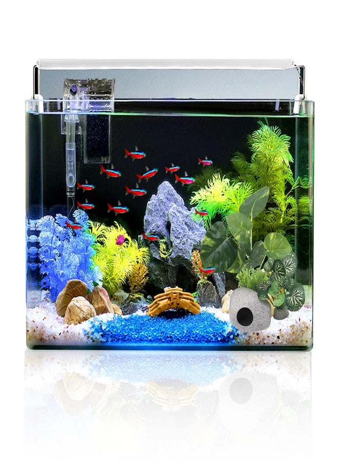 Abustle pig Aquarium Plants Fish Tank Decorations Plastic Artificial Aquarium Plant and Rock Cave Hideout House with Viewing Window for Betta Fish Tank Decor(Leafs/Stone Cave) - Image 5